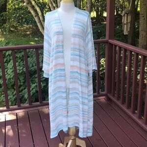 NWT! TORRID 3X white striped Hacci long cardigan